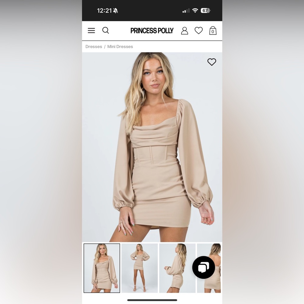Princess Polly LILLIE LONG SLEEVE MINI DRESS